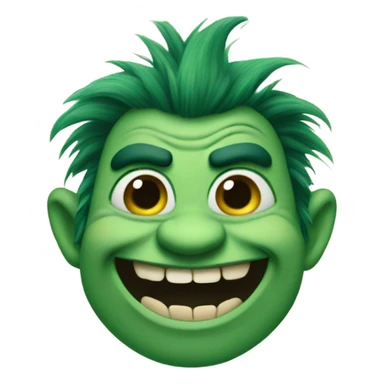 A green troll that is laughing with thick eyebrows sticker