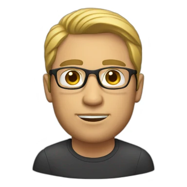 A man with a short beard, medium blond hair and thin glasses  sticker