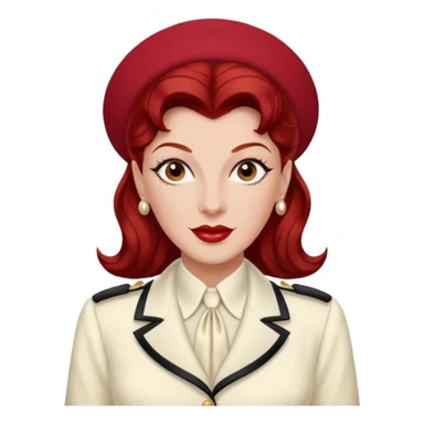 LaVerne Andrews from The Andrews Sisters with dark  red hair, ivory outfit sticker