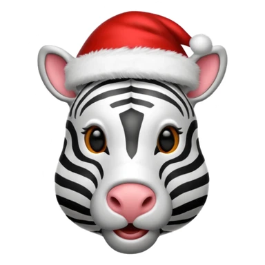zebra wearing red hat of santa claus sticker