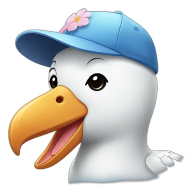 Cute albatross with a baseball cap that has a flower design  sticker