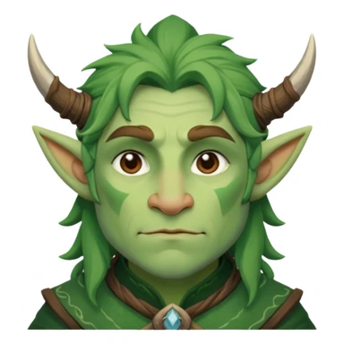 green firbolg with gentle expression sticker