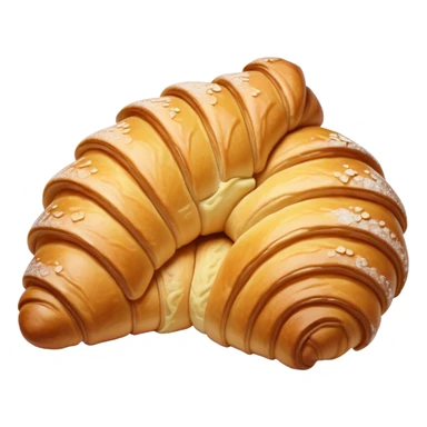 Cinematic Realistic Croissant Pastry Emoji, depicted as a flaky, buttery crescent with a golden, crisp exterior rendered with exquisite detail and warm, inviting lighting. sticker