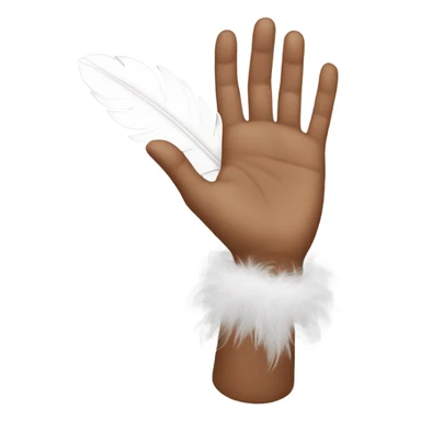 brown hand and a white feather flies above it sticker