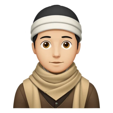 A guy with a triangle body with no arms and legs then his head is a perfect circle and black then give him a hat that doesn’t go behind his head, and last but not least give him a white scarf sticker