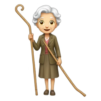 Cane using old woman sticker