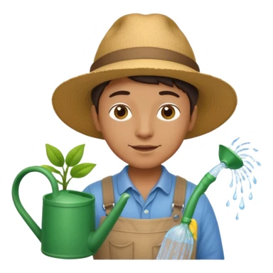 gardener holding watering pot sticker