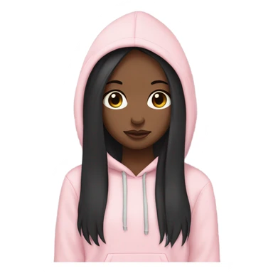 Light skin black girl with long black straight hair wearing pale pink hoodie face palm  sticker