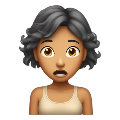 Tan girl scared with hands on side of face and mouth open big sticker