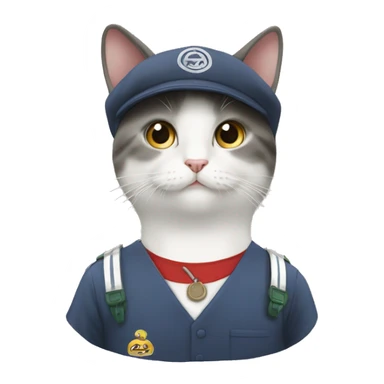 브라운과 화이트 컬러의 얼룩무늬 길고양이 sticker