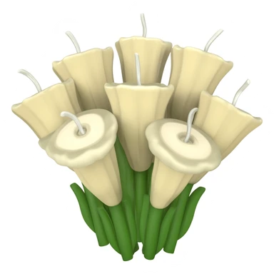 Bouquet of candle flowers in a Bouquet with wicks sticking up from it sticker
