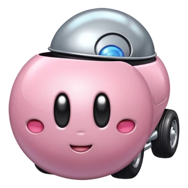 Metal cute black eyes Kirby ball driving on 4 car wheels sticker
