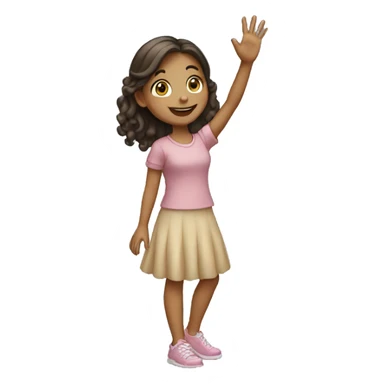 girl waving goodbye sticker
