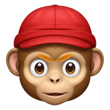 Macaco de camisa branca e boné vermelho  sticker