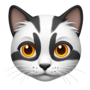 A cat is black and white also have a fluffy face with orange eyes sticker