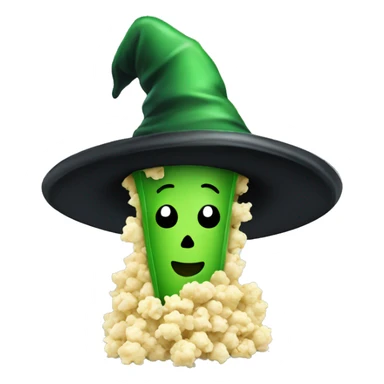 Green popcorn wearing witch hat  sticker
