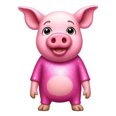 Pink full body pig with glitter sticker