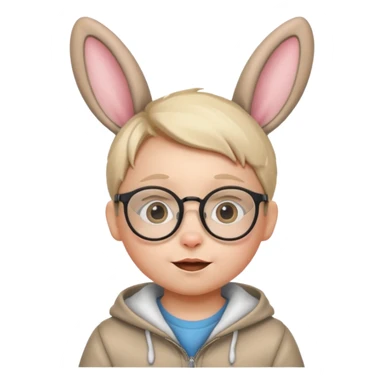 bunny ear wearing small kid spectacled sticker