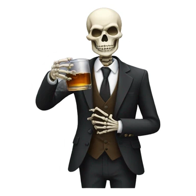 skeleton in a suit drinking whiskey sticker
