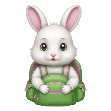 babywhite rabbit wear green backpack sticker