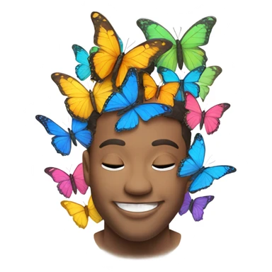 Butterflies on emoji face sticker