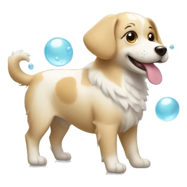 dog with bath bubbles on the sides happy sticker