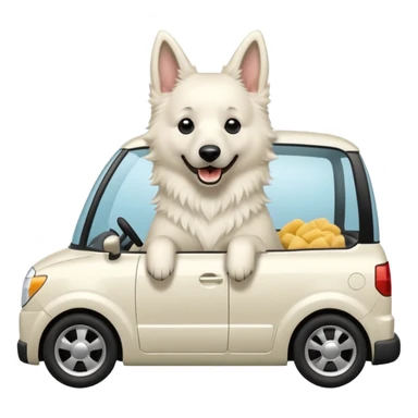 White belgian Shepard Dancing in a car sticker