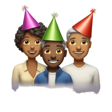 family in birthday hats celebrate new year sticker