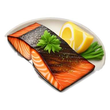 Browned cooked teriyaki salmon  sticker