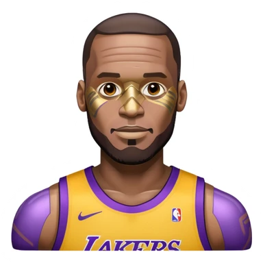 Lebron James as a half robot/cyborg AI but still keep lakers and make him look friendly sticker
