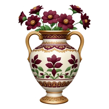 Vintage vase burgundy flowers sticker