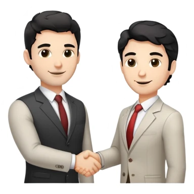 Professional 35-year-old man with black wavy hair, stubble, strong jawline, white skin tone, wearing smart casual business attire, networking at a business event, shaking hands with another professional, confident approachable expression sticker