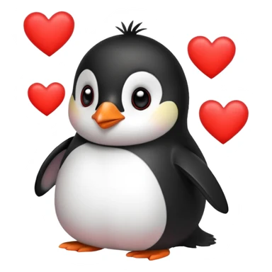 Cute penguin with alots of heart sticker
