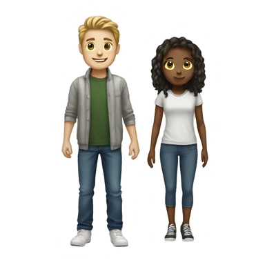 Generate an emoji of two white friends boy and girl standing sticker