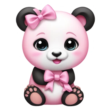 A baby pink panda with a bow sticker