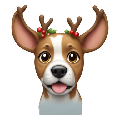 Christmas dog with deer ears sticker