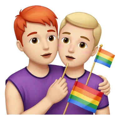 man kissing another man with a pride flag in his hand sticker