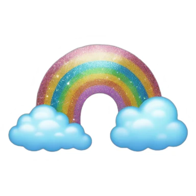 glitter rainbow with clouds sticker