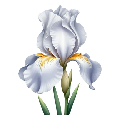 single Pure White Iris, straight stem sticker