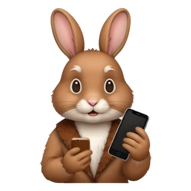 a rabbit playing on a phone  sticker