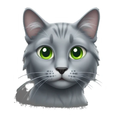 Long hair grey cat green eyes sticker