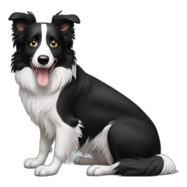 Border collie black and white with a mouse  sticker
