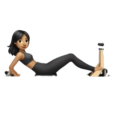 Girl with black hair doing Pilates on reformer machine sticker