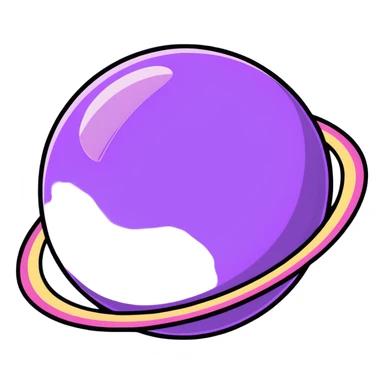 purple planet with colorful rainbow rings surrounding it sticker