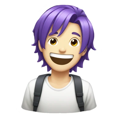 anime guy purple hair laughing sticker