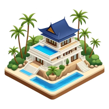 Thailand luxury coastal resort isometric exterior sticker