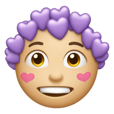Happy face with lilac hearts around face sticker