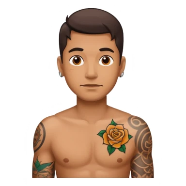 man with tattoo sticker