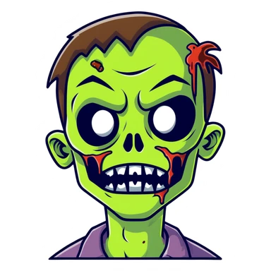zombie cartoon face with white outline sticker