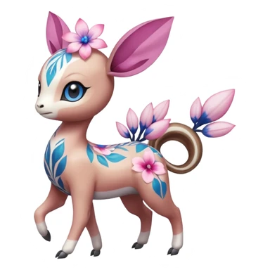 Cute Romantic Realistic  Floral Meloetta-Palkia-Digimon-Pokémon-Fakémon-hybrid-fusion, full body sticker